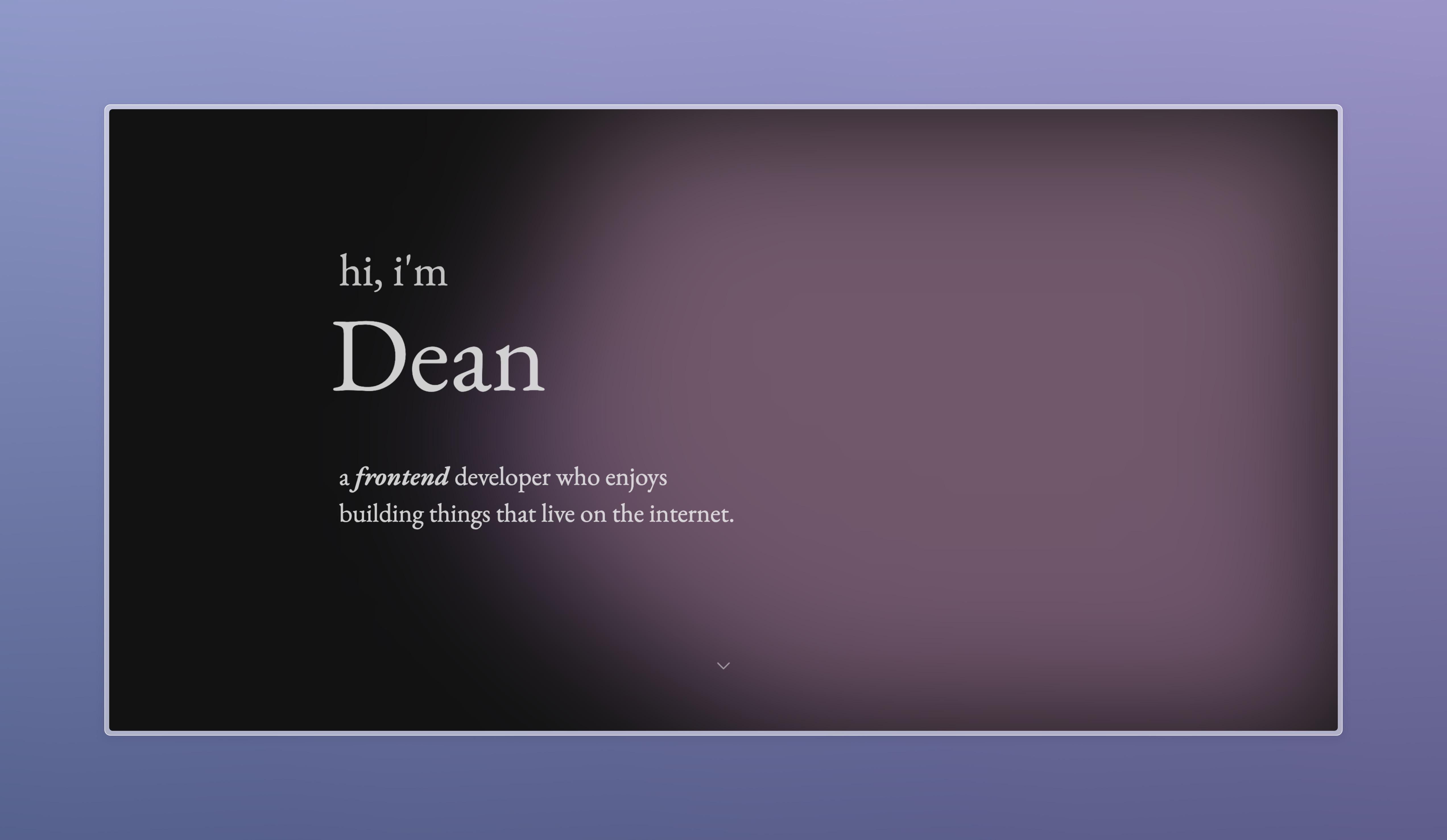 Screenshot of the portfolio website homepage